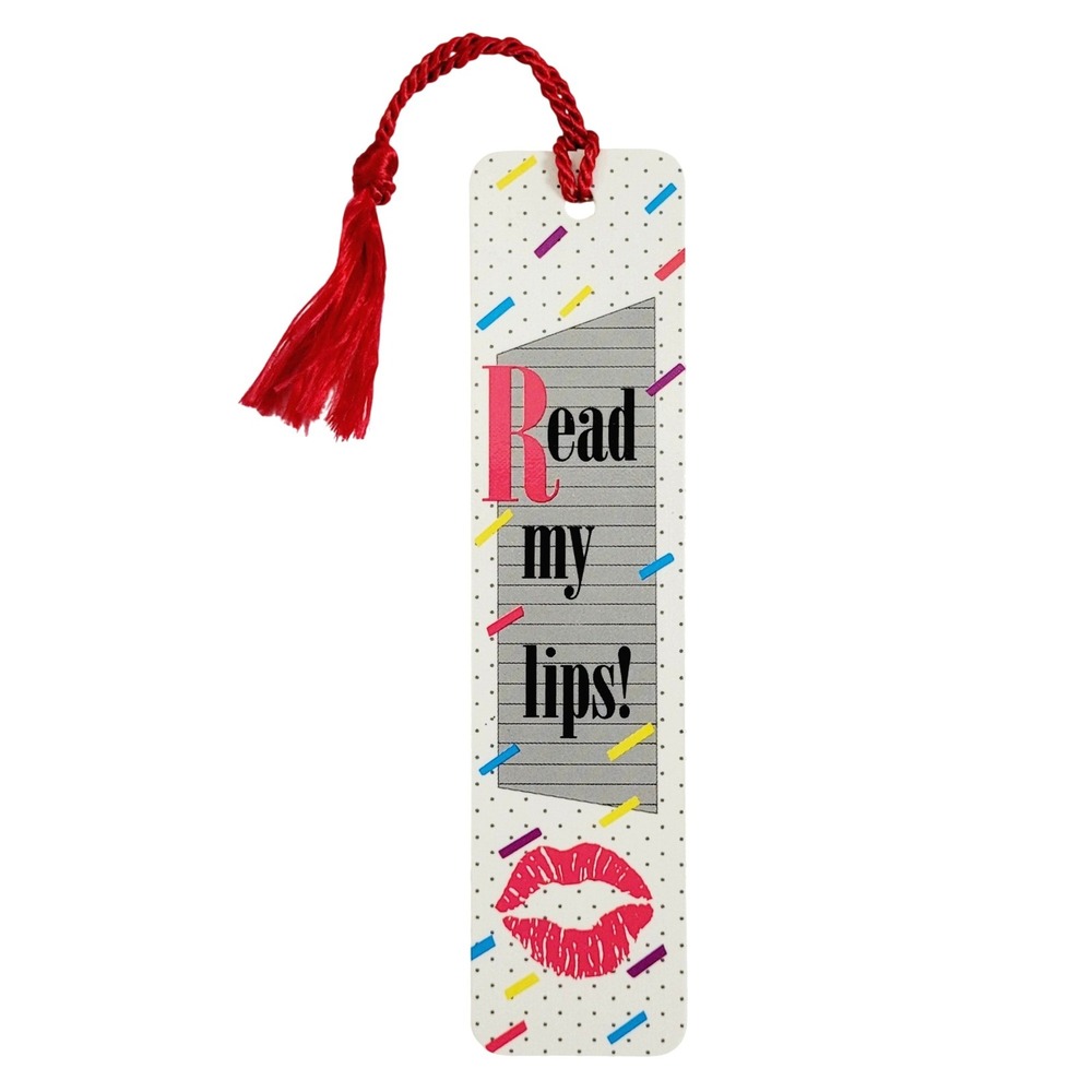 Vintage 80s Read My Lips Bookmark tassel Retro Kiss Groan-ups 1985 Antioch H-845
